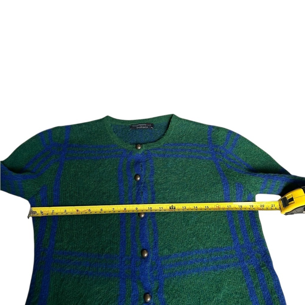 Simons Plaid Knit Button-Up Cardigan – Green & Blue. S/M - Picture 10 of 15